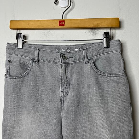 Children's Place Girl's Skinny Jeans 14 Charcoal Gray Light Wash Mid Rise Denim - Picture 3 of 8